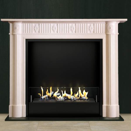 Биокамин в мраморном портале Firezo Il piacere